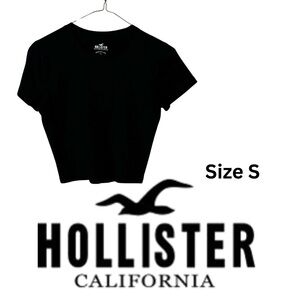 EUC Hollister Must Have Collection Black Cropped Baby Tee